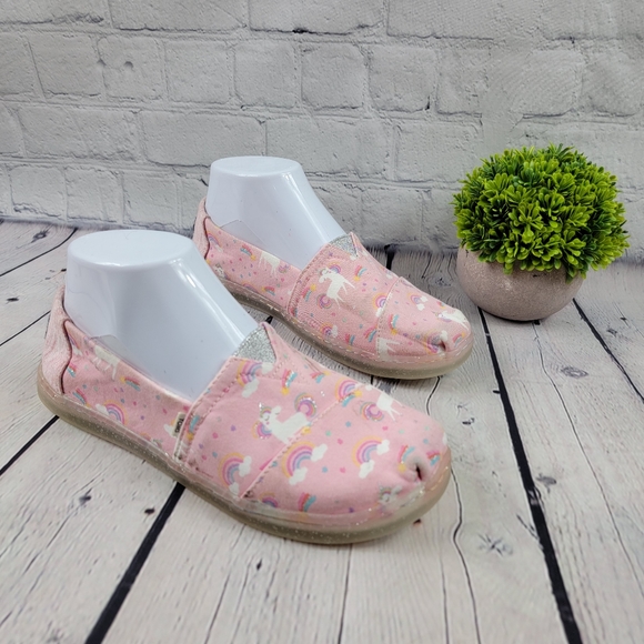 Toms Unicorn Loafers Glitter Sole Size Y4 - Picture 2 of 6